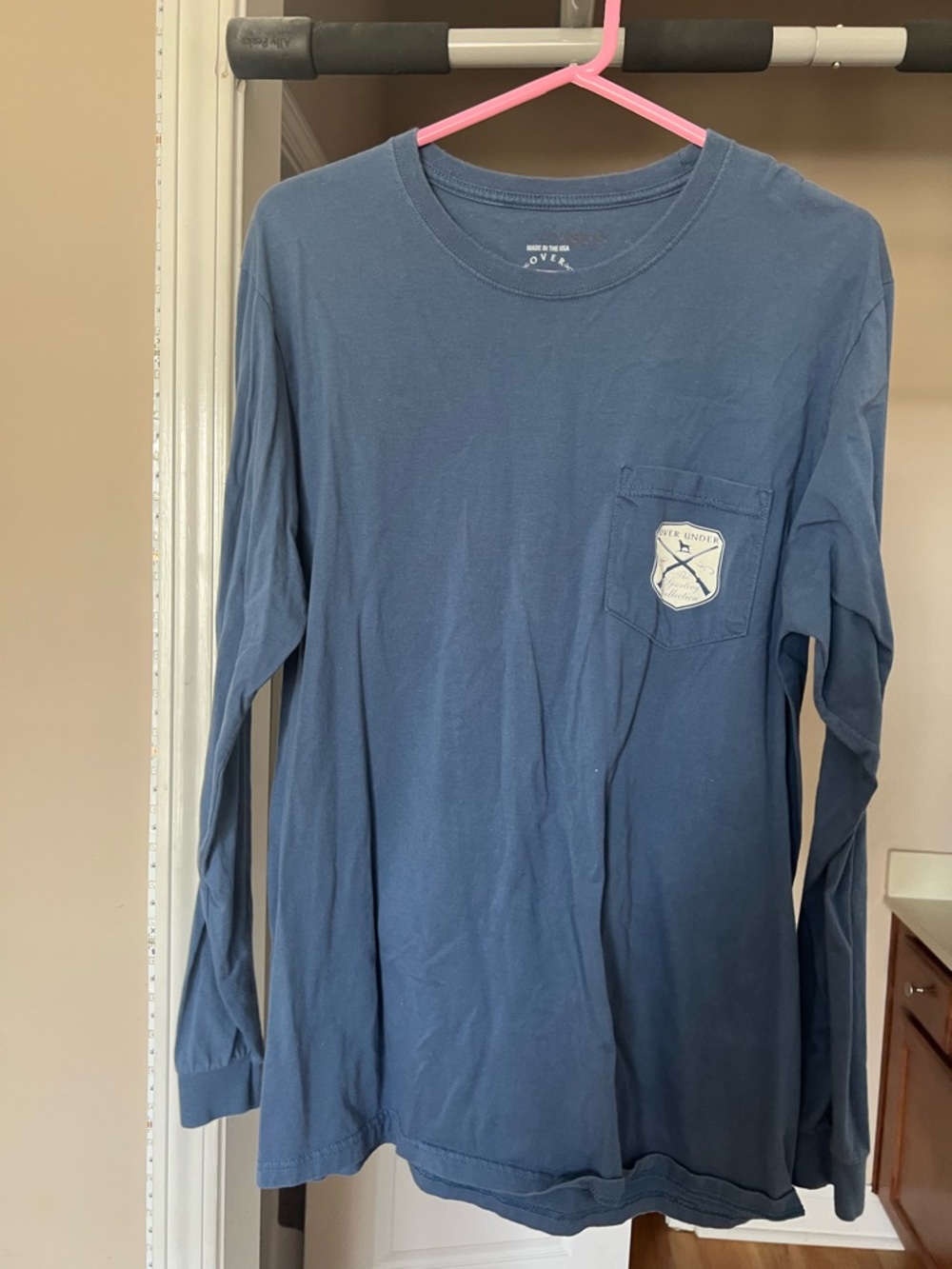 Men's Long-Sleeve Pocket Tee - Navy with Crest